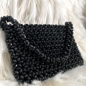 (NWOT) Black Wooden Beaded Handbag